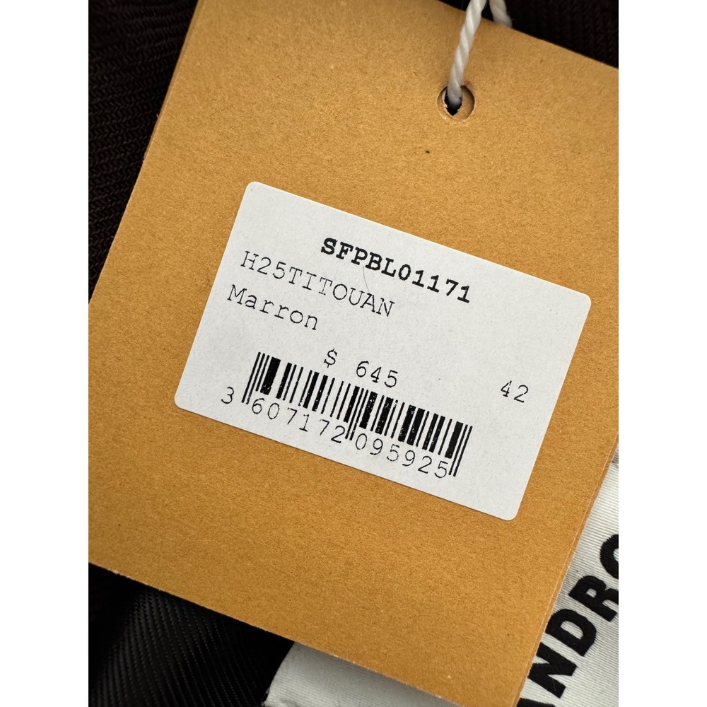 Sandro Titouan Brown Zip Up Bomber Jacket Marron Gold Button H25TITOUAN Size 42 - Picture 3 of 11